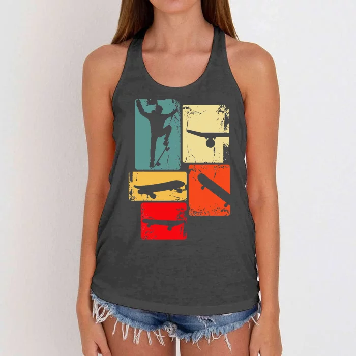 Skater Skateboarder Retro Skateboard Gift Women's Knotted Racerback Tank