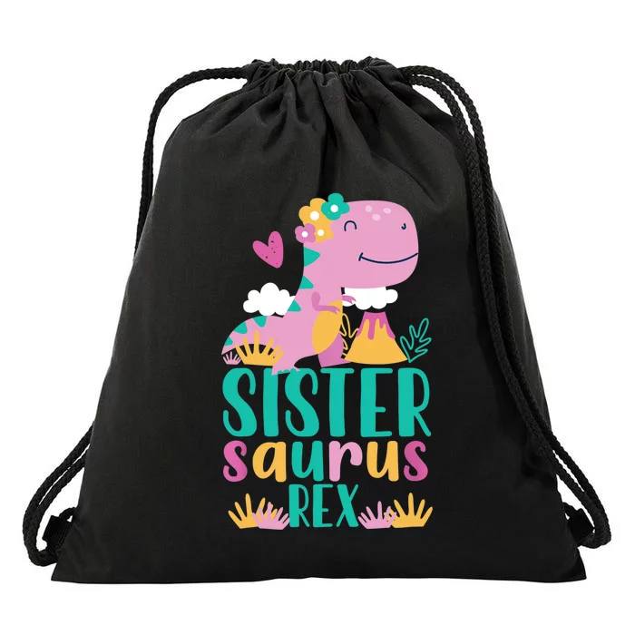 Sister Saurus Rex Dinosaur Dino Design for Drawstring Bag