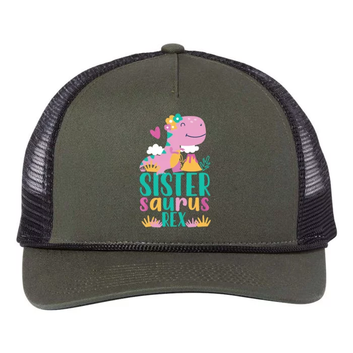 Sister Saurus Rex Dinosaur Dino Design for Retro Rope Trucker Hat Cap