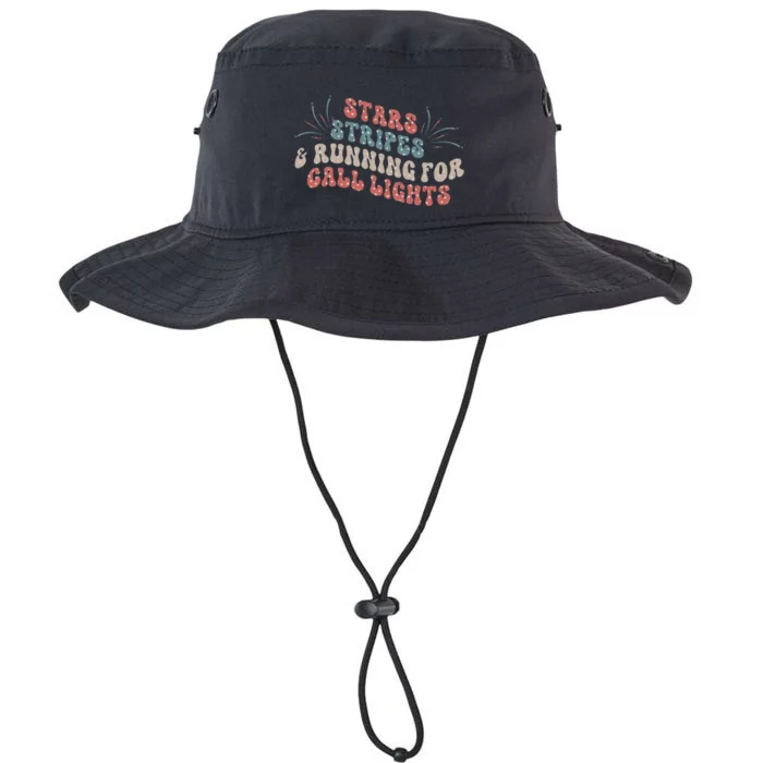 Stars Stripes Running For Call Lights CNA Nurse 4th Of July Legacy Cool Fit Booney Bucket Hat