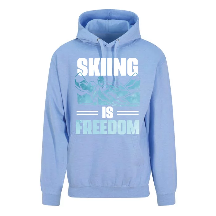 Skier Ski Racer Skiing Is Freedom Ski Lover Gift Unisex Surf Hoodie