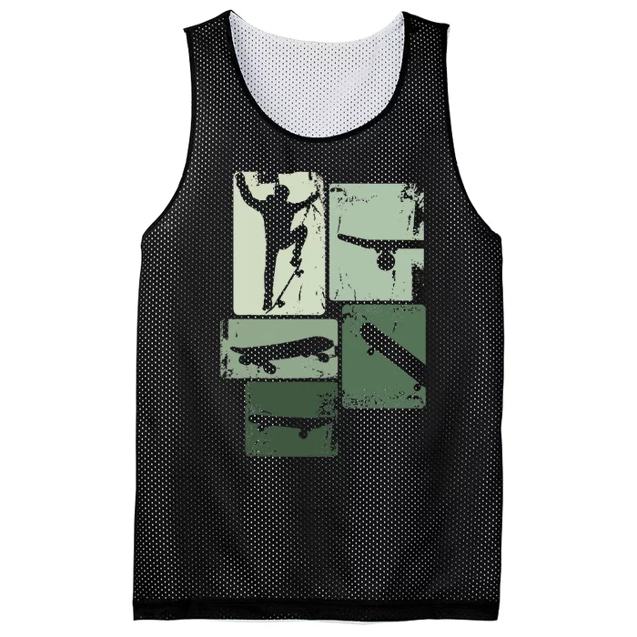 Skater Skateboarder Retro Skateboard Gift Mesh Reversible Basketball Jersey Tank