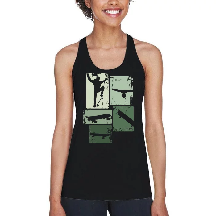 Skater Skateboarder Retro Skateboard Gift Women's Racerback Tank