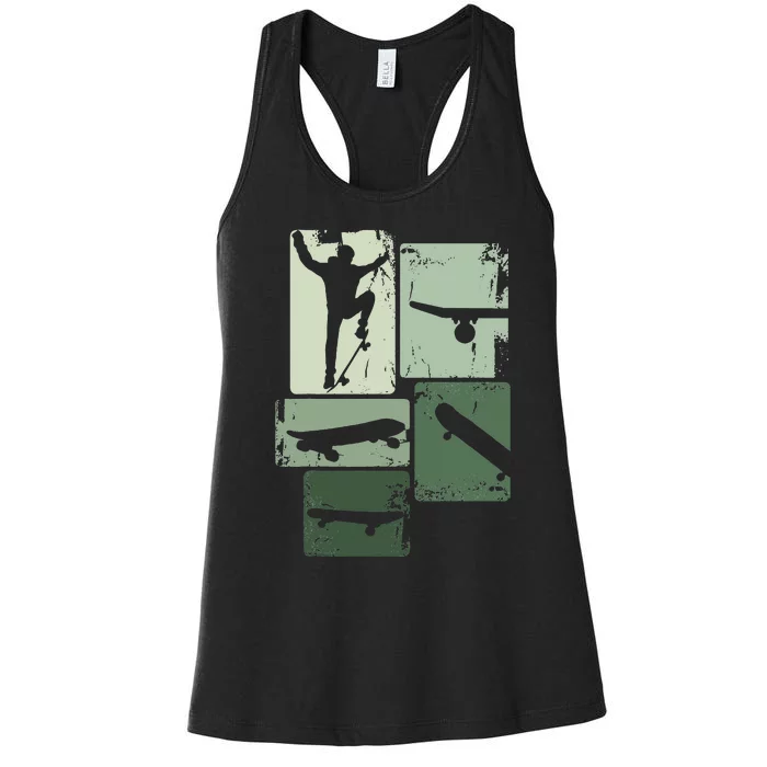 Skater Skateboarder Retro Skateboard Gift Women's Racerback Tank