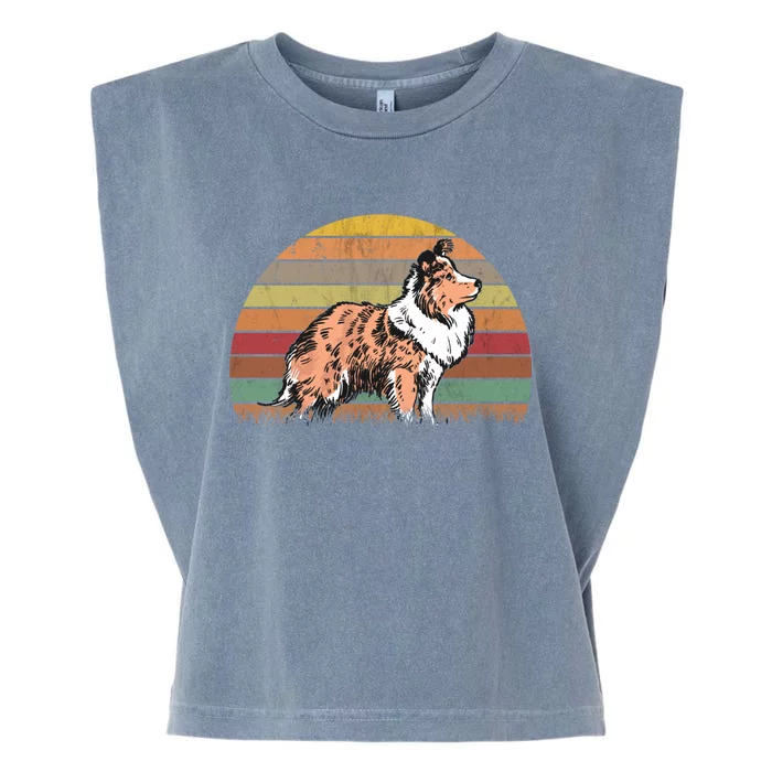 Shetland Sheepdog Retro Vintage Sheltie Garment-Dyed Women's Muscle Tee