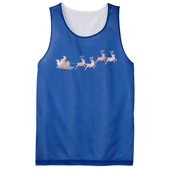 Santa Sleigh Rose Vintage Reindeer Xmas Xmas Winter Gift Mesh Reversible Basketball Jersey Tank