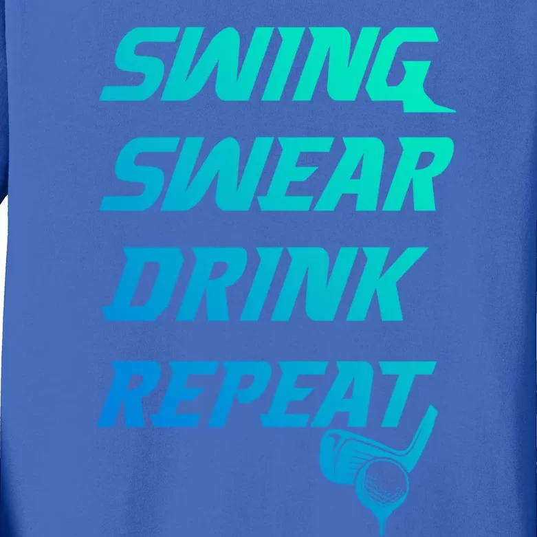 Swing Swear Repeat Golf Golfing Gag Gift Gift Kids Long Sleeve Shirt