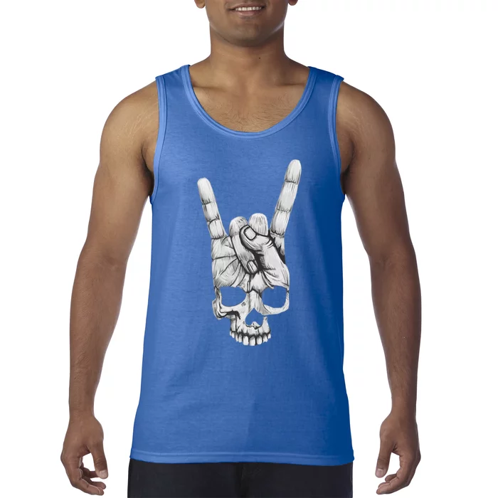 Skull Skeleton Rock Hand Halloween Costume Cool Bones Gift Tank Top