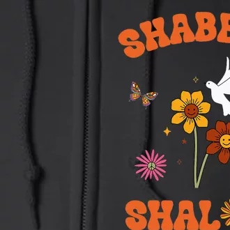 Shabbat Shalom Retro 60s 70s Groovy Hippie Flowers Peace Full Zip Hoodie