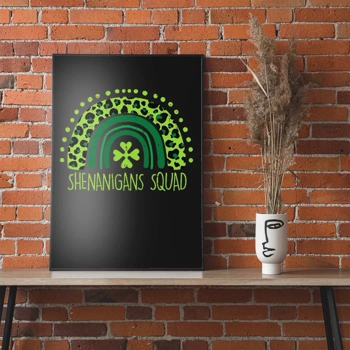 Shenanigans Squad Rainbow Leopard Funny St Patricks Day Poster