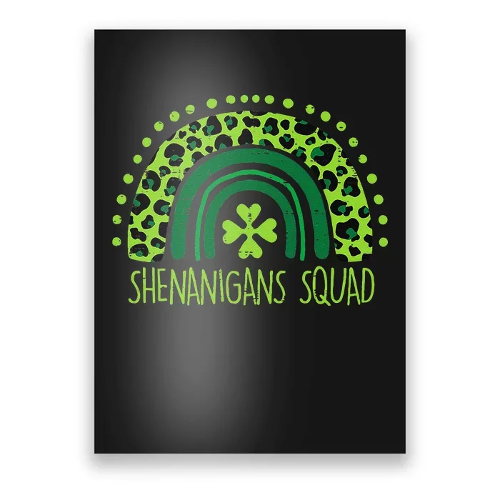 Shenanigans Squad Rainbow Leopard Funny St Patricks Day Poster