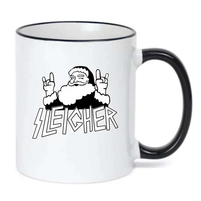 Sleigher Santa Rocks Funny Christmas Black Color Changing Mug