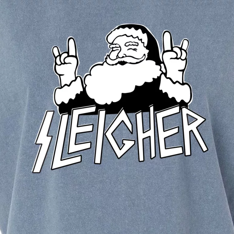 Sleigher Santa Rocks Funny Christmas Garment-Dyed Women's Muscle Tee