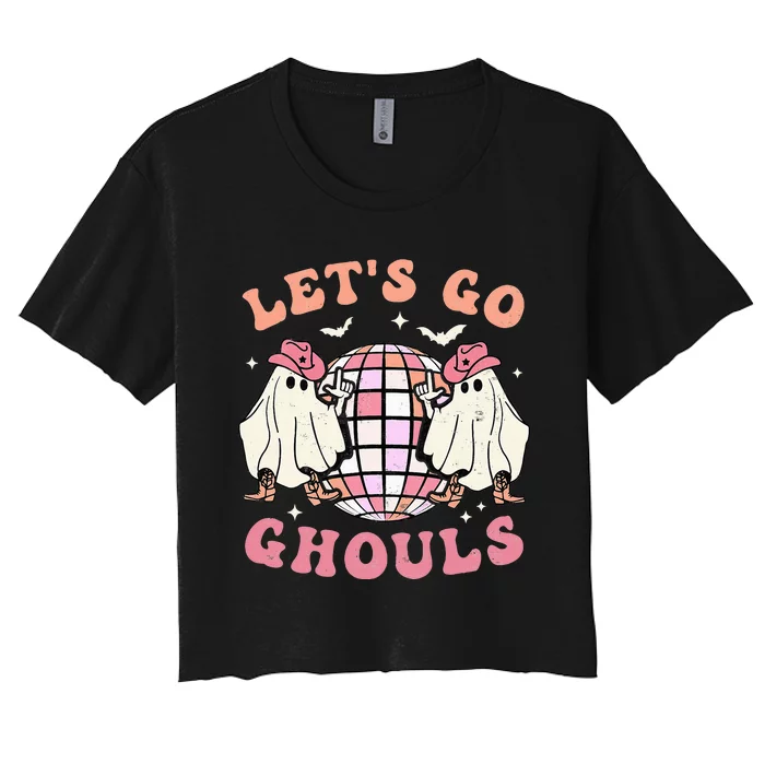 Spooky Season Retro Ghost Halloween Groovy Party Women's Crop Top Tee