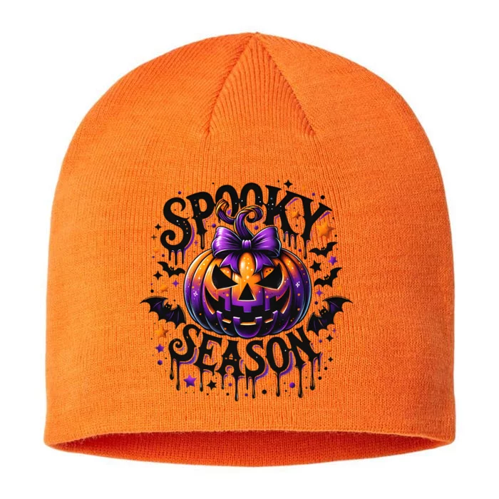 Spooky Season Retro Halloween Pumpkin 8 1/2in Sustainable Knit Beanie