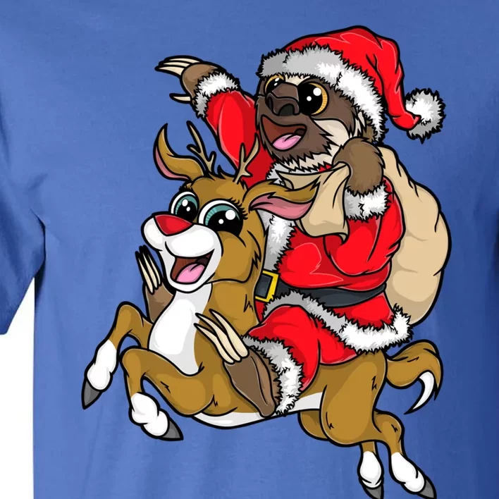 Santa Sloth Riding Rudolph Reindeer Christmas Merry Slothmas Gift Tall T-Shirt