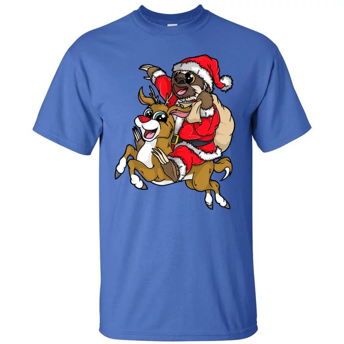 Santa Sloth Riding Rudolph Reindeer Christmas Merry Slothmas Gift Tall T-Shirt