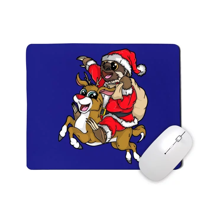 Santa Sloth Riding Rudolph Reindeer Christmas Merry Slothmas Gift Mousepad