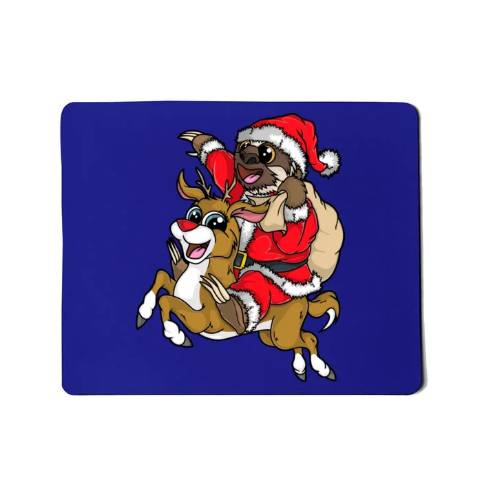 Santa Sloth Riding Rudolph Reindeer Christmas Merry Slothmas Gift Mousepad