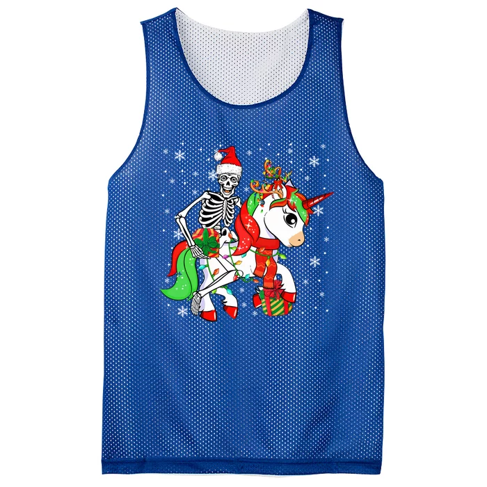 Santa Skeleton Riding Unicorn Christmas Reindeer Lover Great Gift Mesh Reversible Basketball Jersey Tank