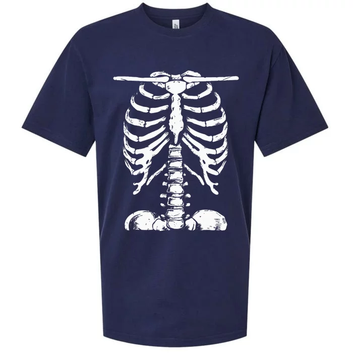 Spooky Skeleton Rib Cage Halloween Costume Decor Sueded Cloud Jersey T-Shirt