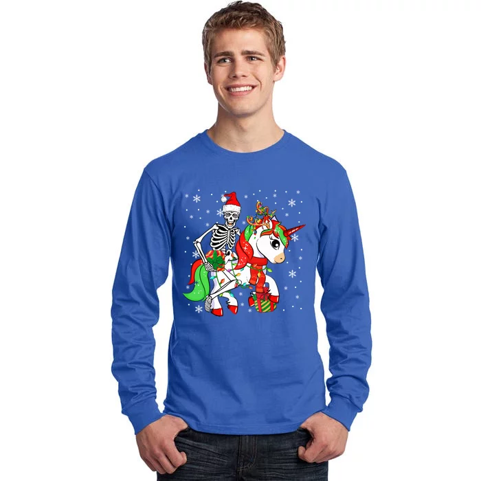 Santa Skeleton Riding Unicorn Christmas Reindeer Lover Great Gift Tall Long Sleeve T-Shirt