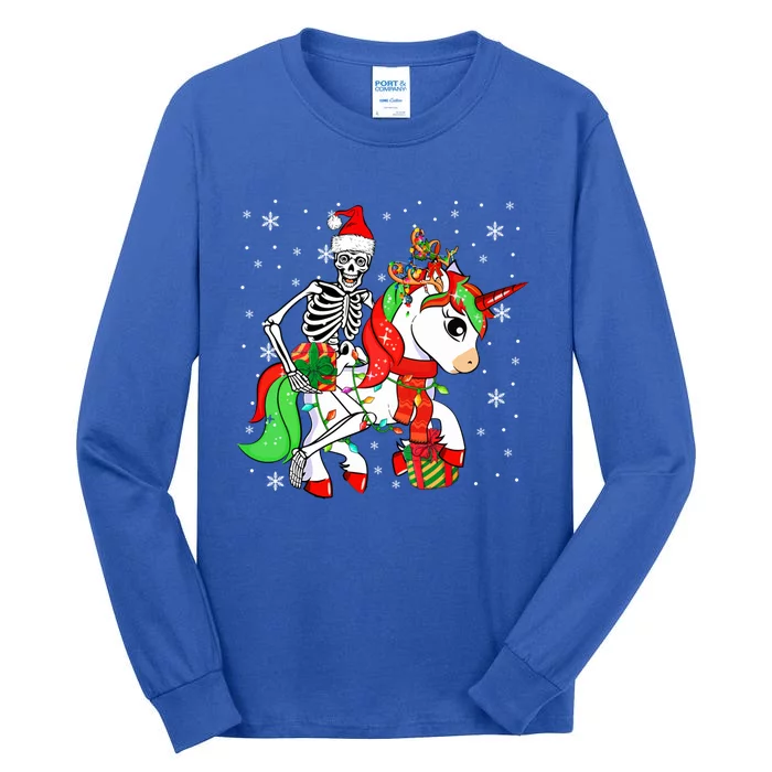 Santa Skeleton Riding Unicorn Christmas Reindeer Lover Great Gift Tall Long Sleeve T-Shirt