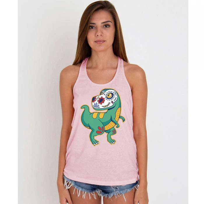 Sugar Skull Rex Cinco De Mayo Women's Knotted Racerback Tank