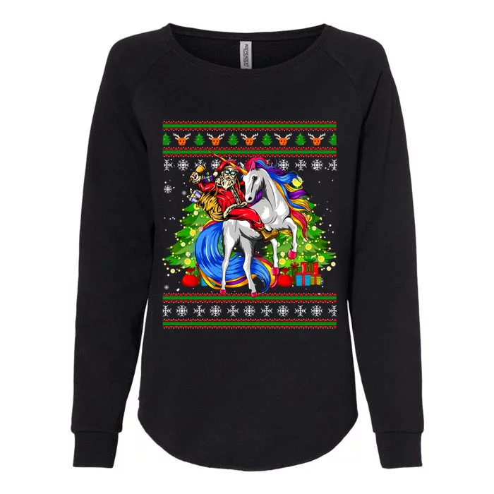 Santa Sunglasses Riding Reindeer Unicorn Christmas Family Cute Gift Womens California Wash Sweatshirt