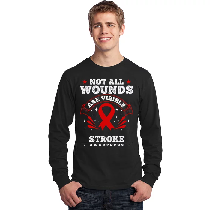 Stroke Survivor  Red Awareness Ribbon Long Sleeve Shirt