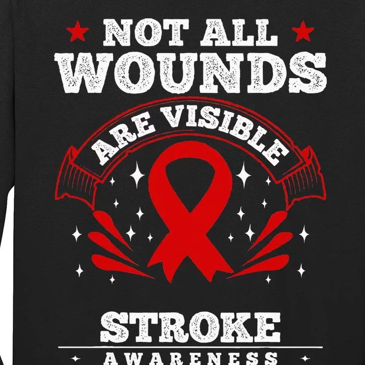 Stroke Survivor  Red Awareness Ribbon Long Sleeve Shirt