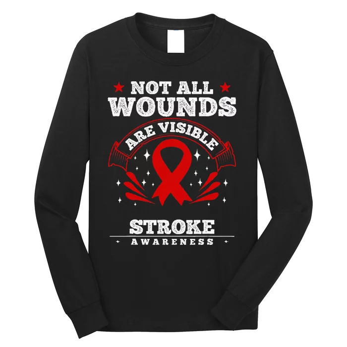 Stroke Survivor  Red Awareness Ribbon Long Sleeve Shirt