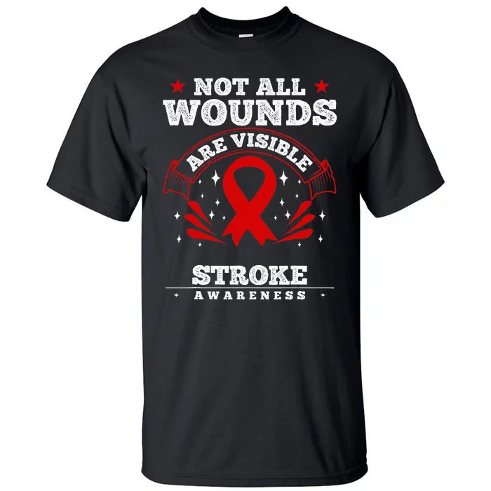 Stroke Survivor  Red Awareness Ribbon Tall T-Shirt