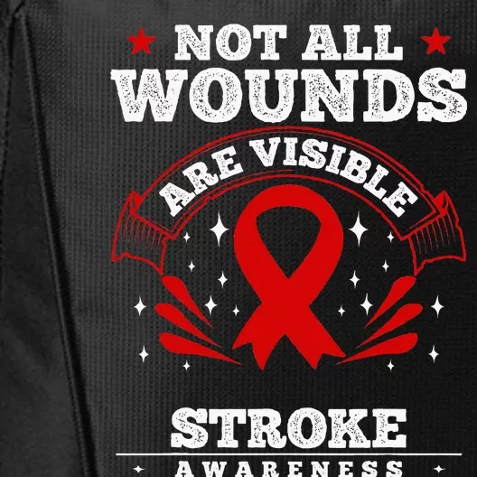 Stroke Survivor  Red Awareness Ribbon City Backpack