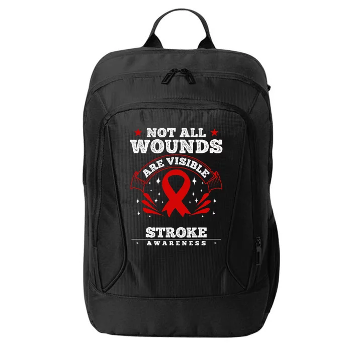 Stroke Survivor  Red Awareness Ribbon City Backpack