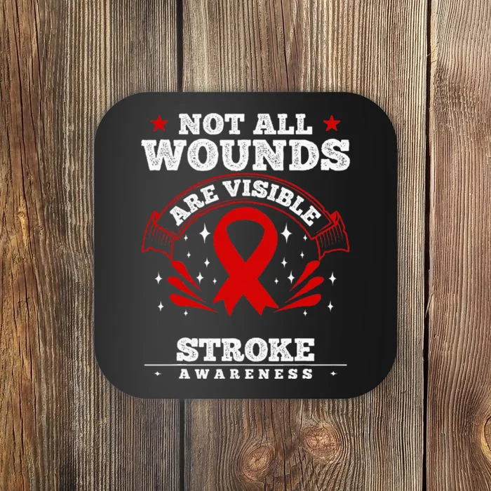 Stroke Survivor  Red Awareness Ribbon Coaster