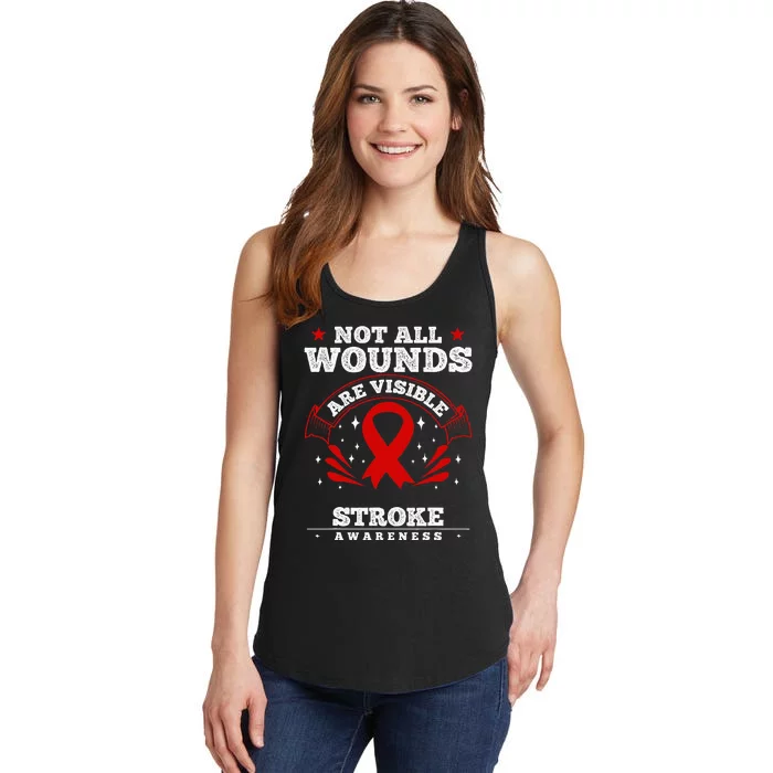 Stroke Survivor  Red Awareness Ribbon Ladies Essential Tank