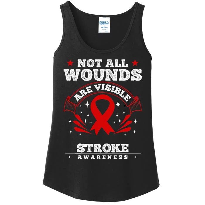 Stroke Survivor  Red Awareness Ribbon Ladies Essential Tank