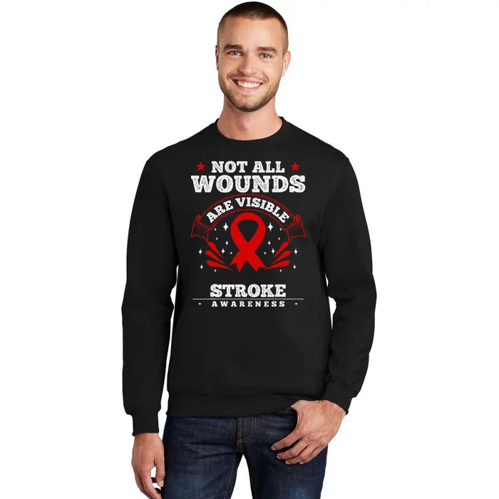 Stroke Survivor  Red Awareness Ribbon Tall Sweatshirt