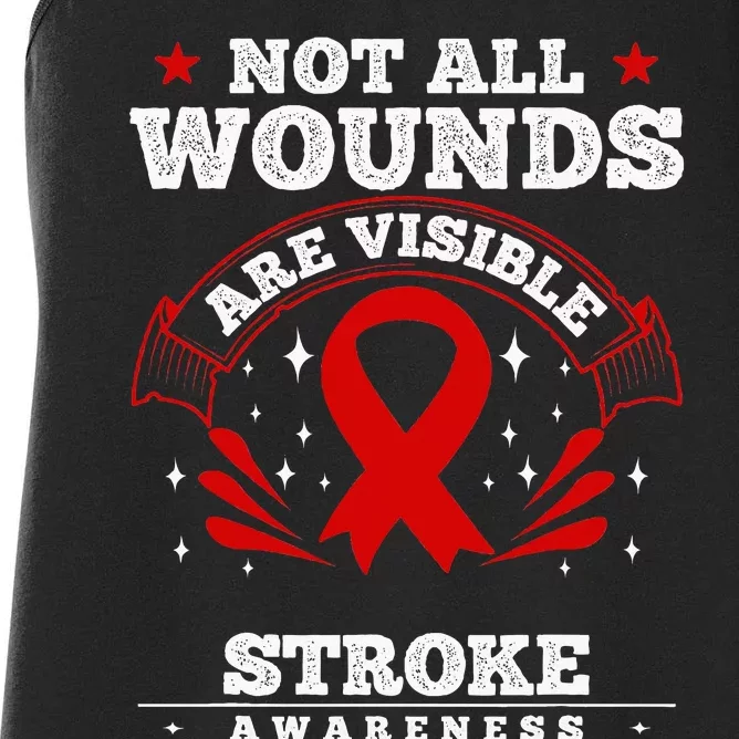 Stroke Survivor  Red Awareness Ribbon Women's Racerback Tank