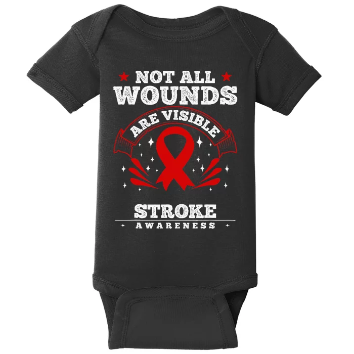 Stroke Survivor  Red Awareness Ribbon Baby Bodysuit