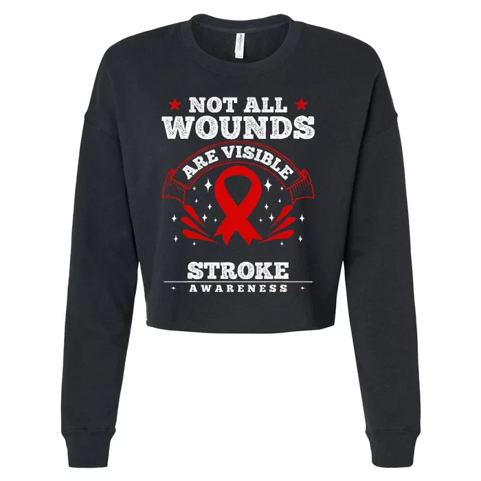 Stroke Survivor  Red Awareness Ribbon Cropped Pullover Crew