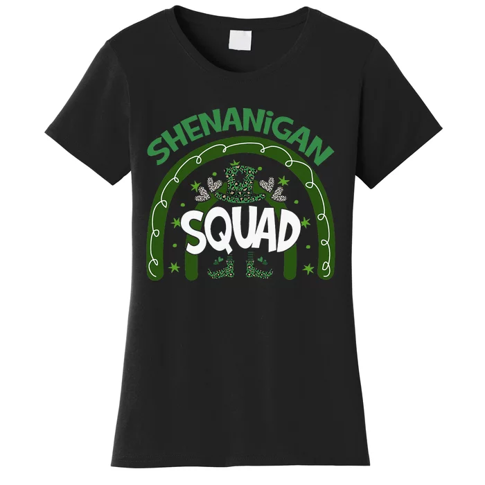 Shenanigans Squad St Patricks Day Gnomes Green Irish Rainbow Women's T-Shirt