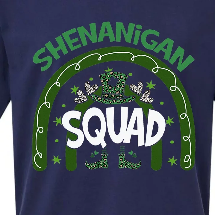 Shenanigans Squad St Patricks Day Gnomes Green Irish Rainbow Sueded Cloud Jersey T-Shirt