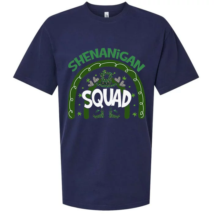 Shenanigans Squad St Patricks Day Gnomes Green Irish Rainbow Sueded Cloud Jersey T-Shirt