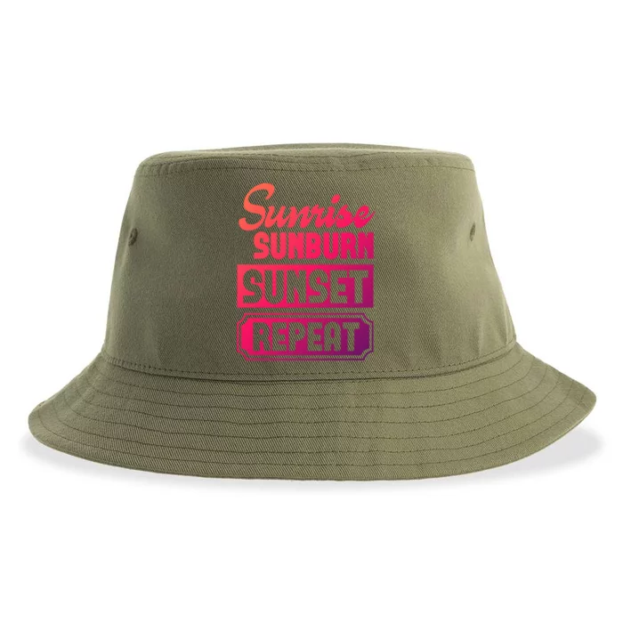 Sunrise Sunburn Sunset Repeat Funny Cute Gift Sustainable Bucket Hat