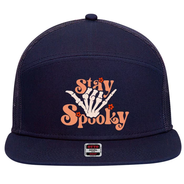 Stay Spooky Skeleton Hand 7 Panel Mesh Trucker Snapback Hat