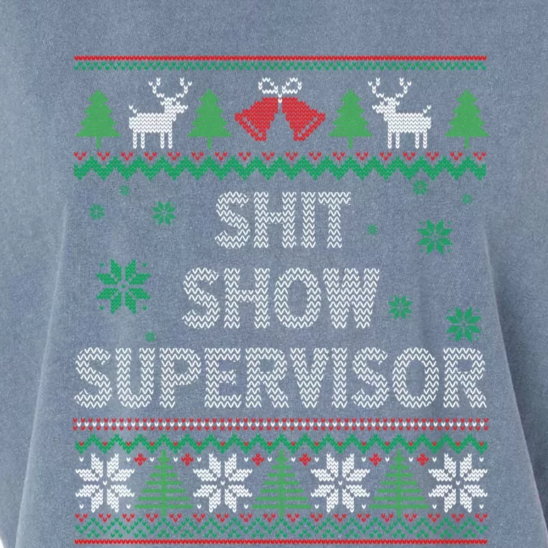 Shit Show Supervisor Funny Mom Boss Ager Ugly Christmas Gift Garment-Dyed Women's Muscle Tee