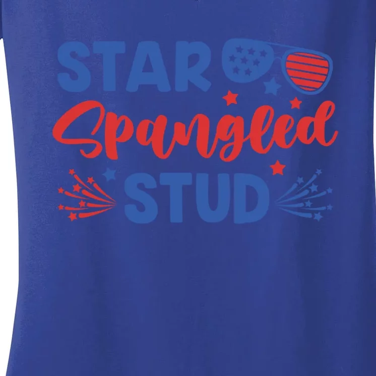 Star Spangled Stud 4th Of July Outfit Patriotic Gift Women's V-Neck T-Shirt