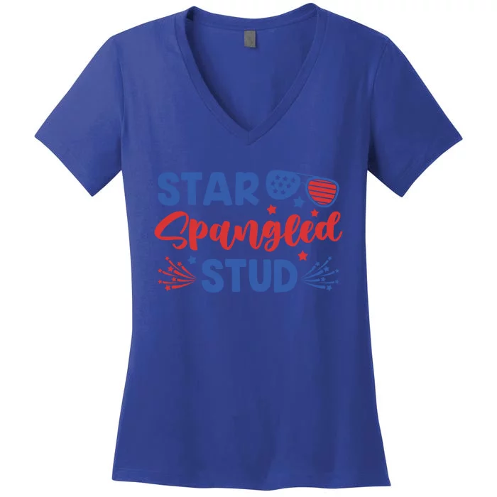 Star Spangled Stud 4th Of July Outfit Patriotic Gift Women's V-Neck T-Shirt